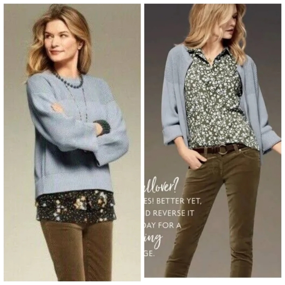 Cabi Reversible Ribbed Knit Fair Play Sweater Exposed Zipper in Baby Blue: Small - Picture 5 of 11